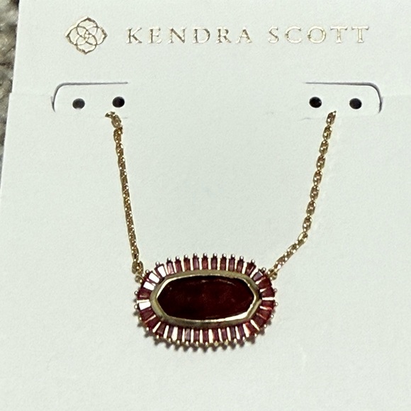 NWT Kendra Scott Baguette Elisa Pendant in Gold Red Mix - Picture 4 of 9